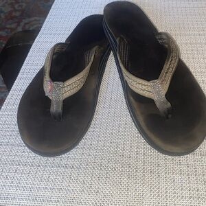 🌈Rainbow sandals size L-XL thick strap double layer soles, grey , see photos 🌈